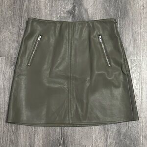 Forever 21 Olive Faux Leather Mini Skirt with Zip Pockets